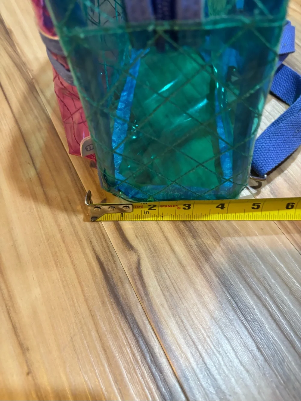 Kids Teal Iridescent Transparent Backpack Carry Loop & Adjustable Straps Retro